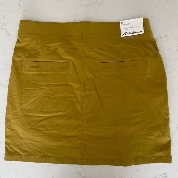 Eddie Bauer Horizon HR Skort w Liner Shorts Hi Rise UPF 50+ Active Gold Sz 8 NWT - Picture 2 of 12